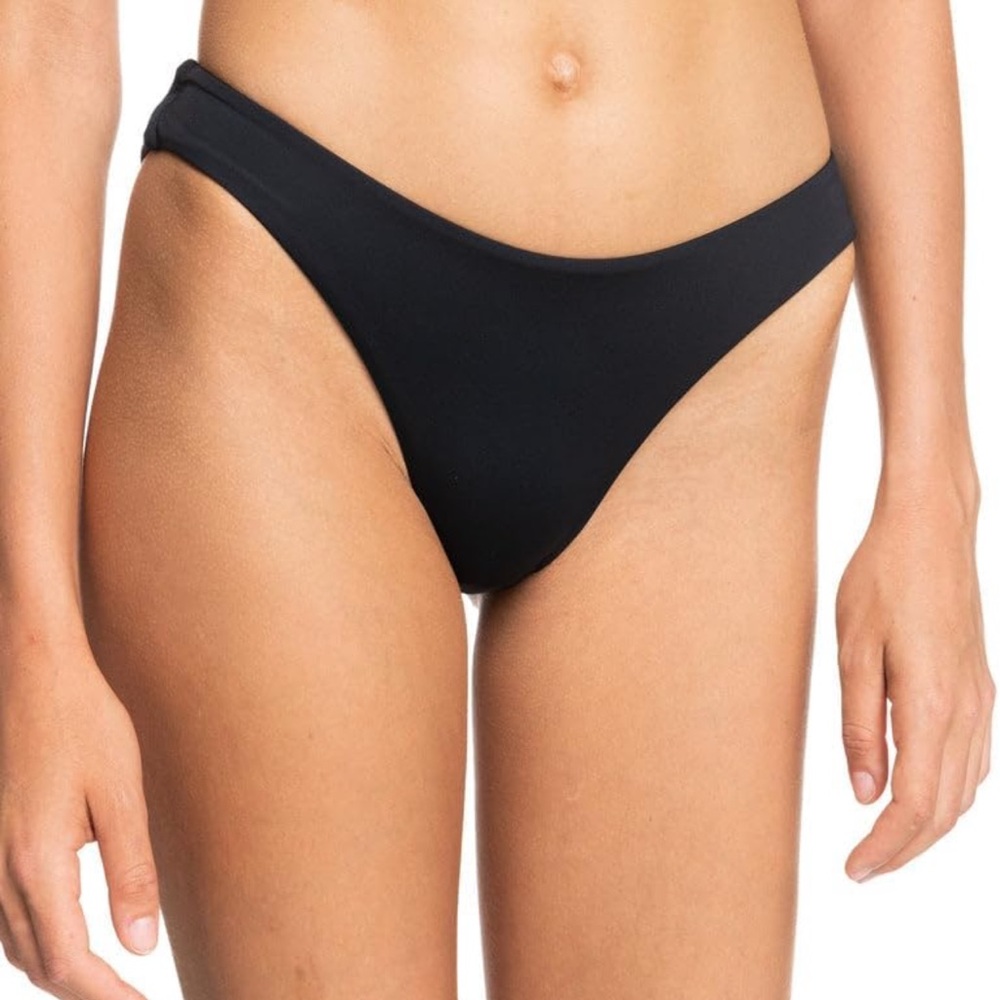 NWT Roxy Solid Beach Classics Regular High Leg Bikini Bottom, Anthracite